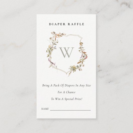 Blush Wildblume Wappen Windeln Raffle Babydusche Begleitkarte (Vorderseite)