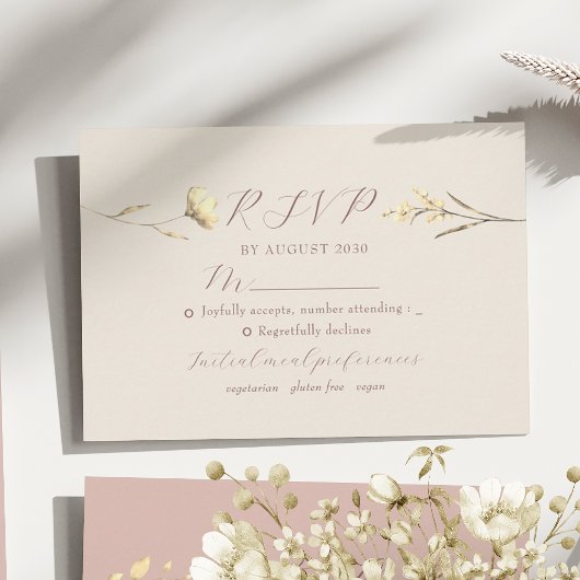 Blush Wildblume Wedding RSVP Card Karte