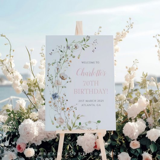 Blush Wildblumen 70. Geburtstag Willkommen Poster