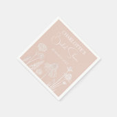 Blush-Wildblumen Sketch-Brautparty Serviette (Ecke)