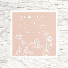 Blush-Wildblumen Sketch-Brautparty Serviette
