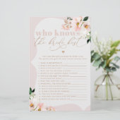 Blush Wildblumen Wer das beste Brautspiel kennt (Stehend Vorderseite)