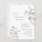 Blush Wildflower Boho Garden Floral Wedding Einladung (Vorderseite)