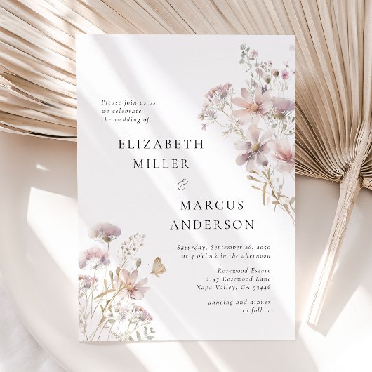 Blush Wildflower Boho Garden Floral Wedding Einladung