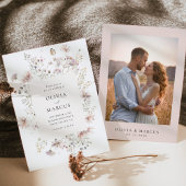 Blush Wildflower Elegant Serif Wedding Invitation Einladung