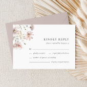 Blush Wildflower Minimal Boho Wedding RSVP Card
