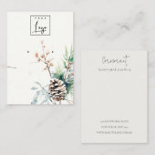 Blush Winter Berries Logo mit Necklace Holder Visitenkarte (Vorne/Hinten)