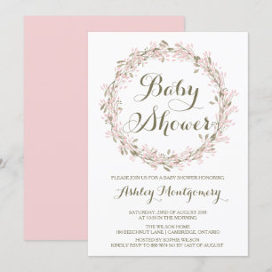 Blush Winter-Kranz Baby Shower Einladung