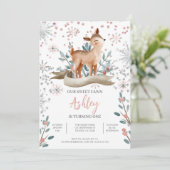 Blush Winter Niedlich Deh 1. Geburtstag Einladung (Stehend Vorderseite)