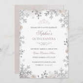 Blush Winter Wonderland Quinceanera Einladung (Vorne/Hinten)