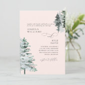 Blush Winter Woodland Hochzeitseinladung Einladung (Stehend Vorderseite)