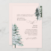 Blush Winter Woodland Hochzeitseinladung Einladung (Vorne/Hinten)