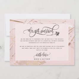 Blush Wir Got Verheiratete Hochzeit / Elope Ankünd Einladung