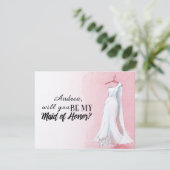 Blush wird meine Trauzeugin Hochzeitsbraun sein Einladung (Stehend Vorderseite)