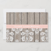 Blush Wood Lace Rustic Bridal Dusche Einladungen (Rückseite)