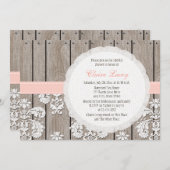 Blush Wood Lace Rustic Bridal Dusche Einladungen (Vorne/Hinten)