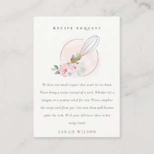 Blush Wood Whisk Floral Rezept Anfrage Baby Shower Begleitkarte
