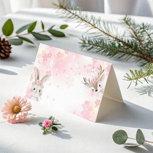 Blush Woodland Baby Girl geklappt Danke Karte