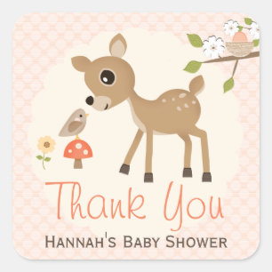 Blush Woodland Deer Baby Dusche Danke Stickers