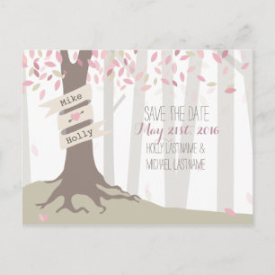 Blush Woodland Wedding Save the Date Postcard Ankündigungspostkarte