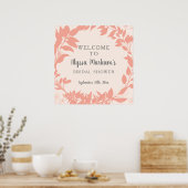 Blush Wreath Floral Brautparty Begrüßungszeichen Poster (Küche)