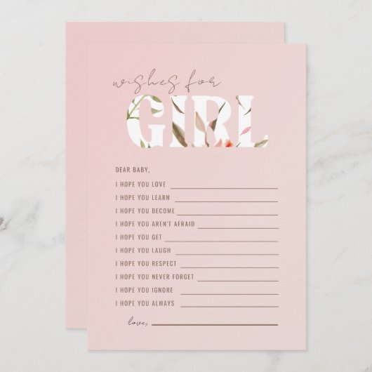 Blush Wünsche für Mädchen Einladung (Vorne/Hinten)