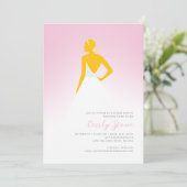 Blush & Yellow Couture Hochzeitskleid Brautparty Einladung (Stehend Vorderseite)
