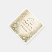 Blush Yellow Wildflower Baby Shower Serviette (Ecke)