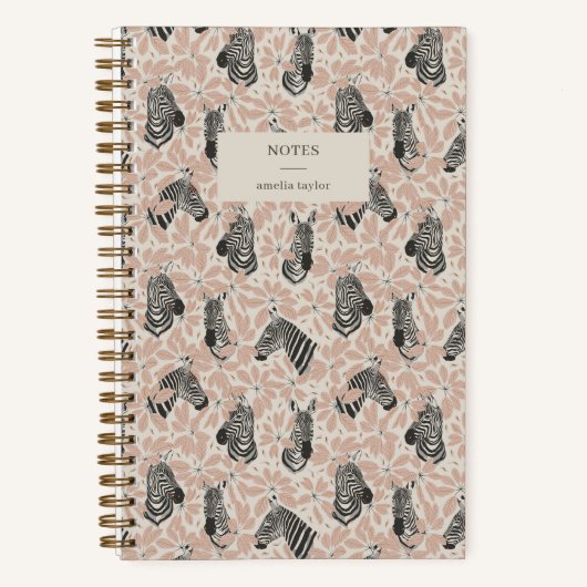 Blush Zebra Botanical Safari Notes Personalized Notizblock (Vorderseite)