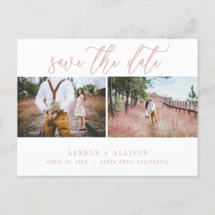 Blush Zwei Foto   SAVE THE DATE Einladungspostkarte