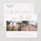 Blush Zwei Foto | SAVE THE DATE Einladungspostkarte (Vorne/Hinten)