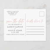 Blush Zwei Foto | SAVE THE DATE Einladungspostkarte (Rückseite)