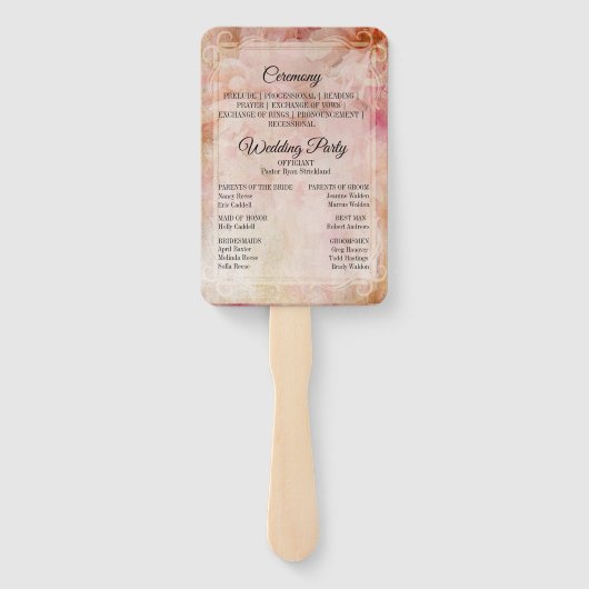 Blushed Vintage Hochzeitsprogramm Fächer (Rückseite)