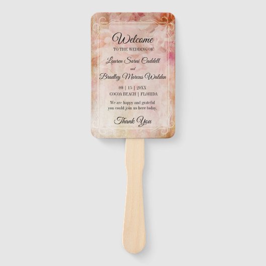 Blushed Vintage Hochzeitsprogramm Fächer (Vorderseite)