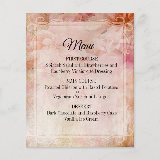 Blushed Vintage Wedding Menu (Vorderseite)