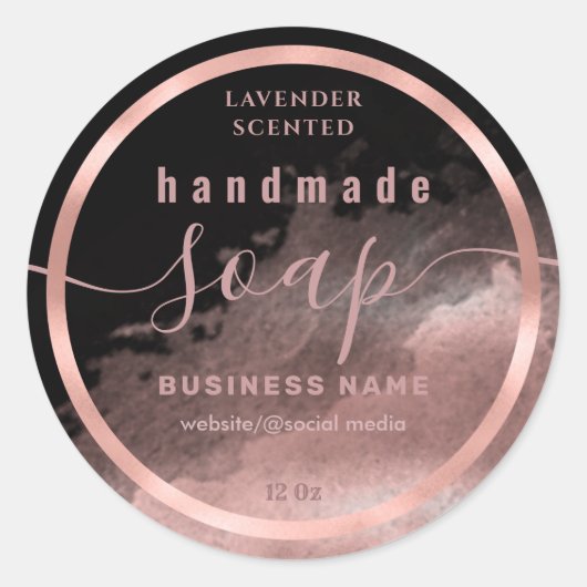 Blushed Water Color Script handgefertigt Seifenlab Runder Aufkleber (Vorderseite)