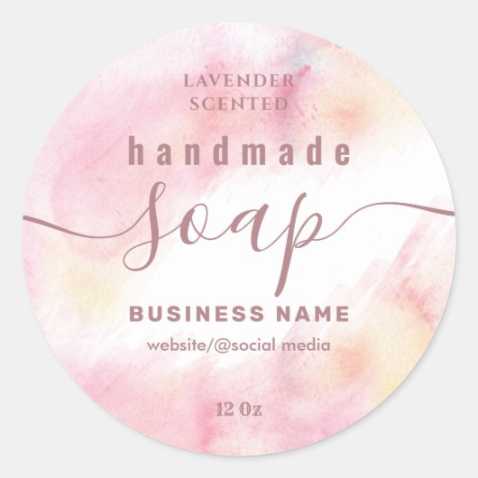 Blushed Water Color Script handgefertigt Seifenlab Runder Aufkleber (Vorderseite)