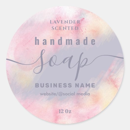 Blushed Water Color Script handgefertigt Seifenlab Runder Aufkleber (Vorderseite)