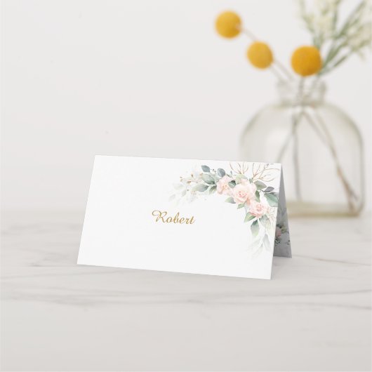 BlushFloralWedding-Place Holder-Single Platzkarte (Vorderseite)