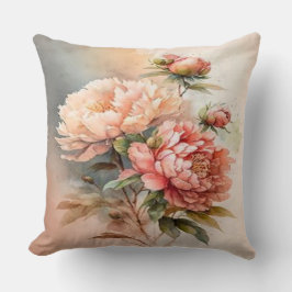 Blushing Beauty: Blush Pink Peony Throw Kissen