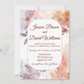 Blushing Bloms Watercolor Wedding Einladung (Vorderseite)