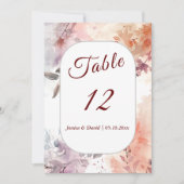 Blushing Bloms Watercolor Wedding Tischnummer (Vorderseite)