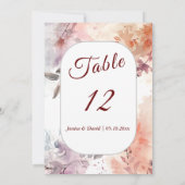 Blushing Bloms Watercolor Wedding Tischnummer (Rückseite)