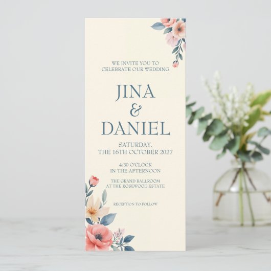 Blushing Bloom Einladung (Stehend Vorderseite)