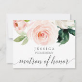 Blushing Bloom wirst du mein Matron der Ehrenkarte Einladung (Vorderseite)