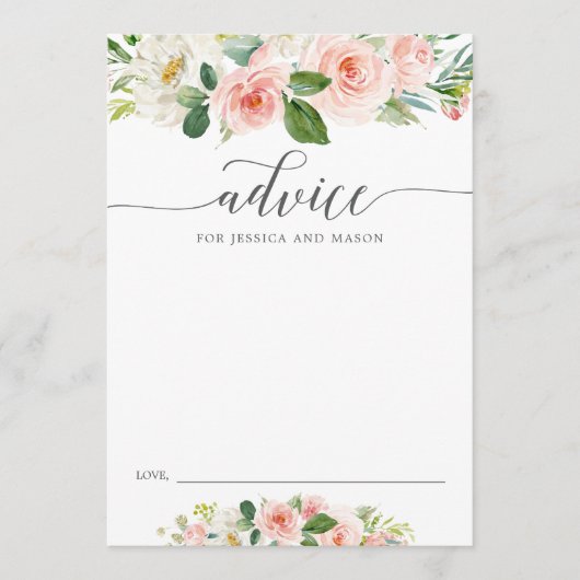 Blushing Blooms Advice Card for Bridge and Groom Hinweiskarte (Vorderseite)