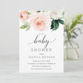 Blushing Blooms Baby Shower Einladungskarte Einladung (Stehend Vorderseite)