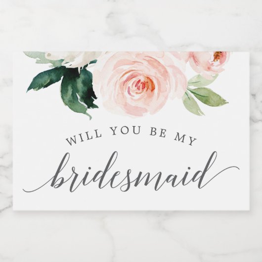 Blushing Blooms Bridesmaid Vorschlag Labels Schaumweinetikett (Einzelnes Label)