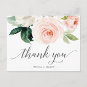 Blushing Blooms floral Vielen Dank Postcard Postkarte (Vorderseite)