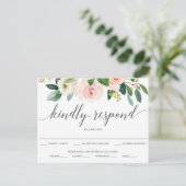 Blushing Blooms Floral Wedding RSVP Postcard Postkarte (Stehend Vorderseite)